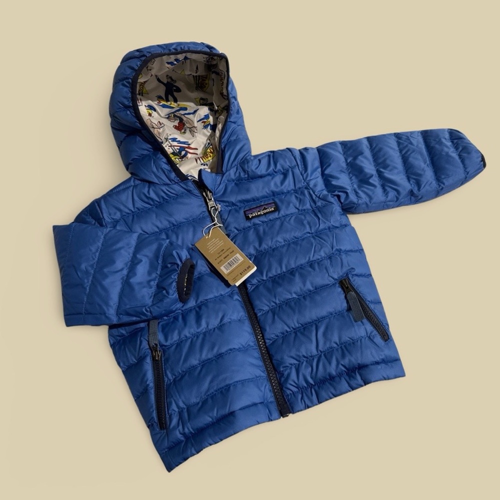 NWT Baby Patagonia Reversible Down Sweater Hoody Sz 12-18m